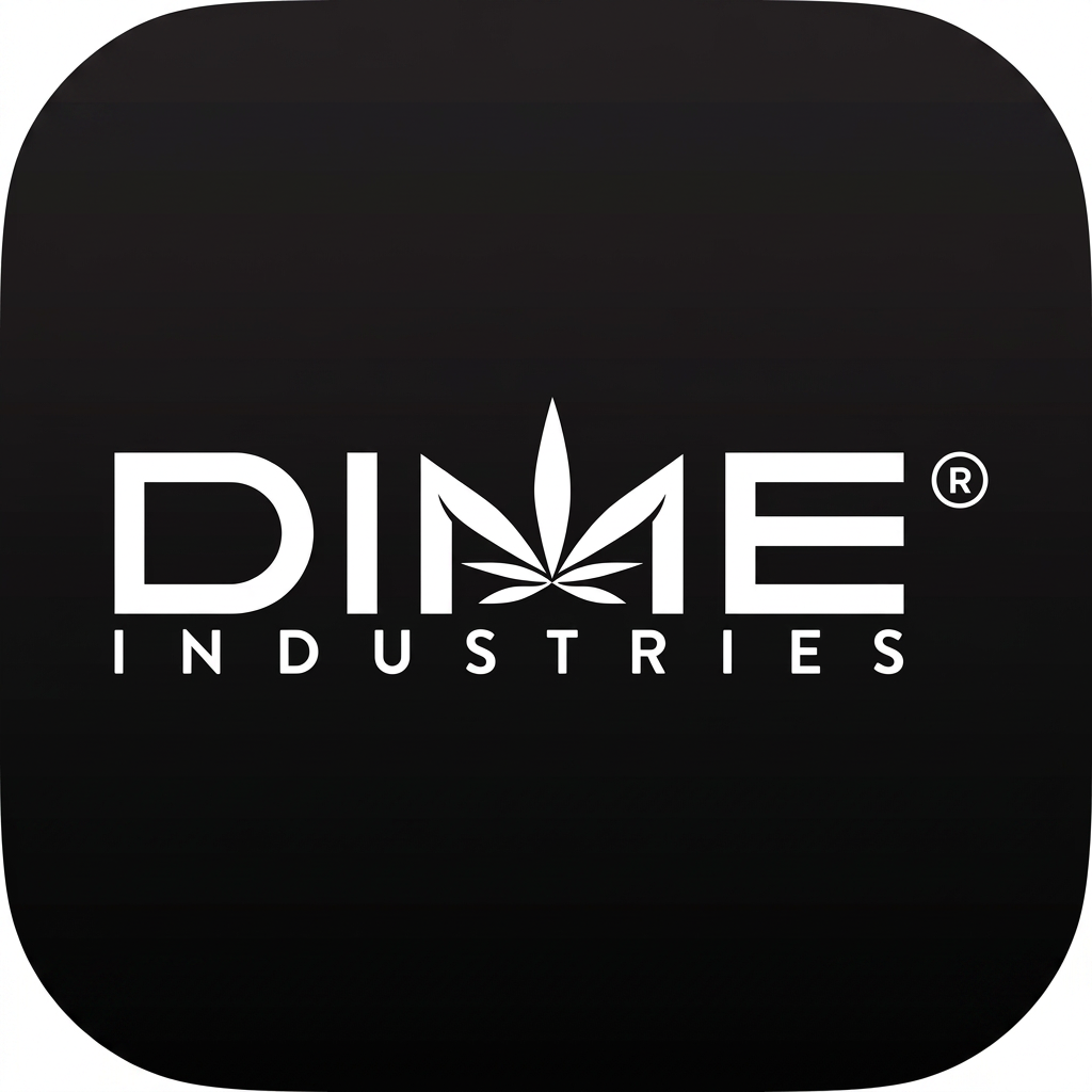 Sharpened white DIME logo on dark background